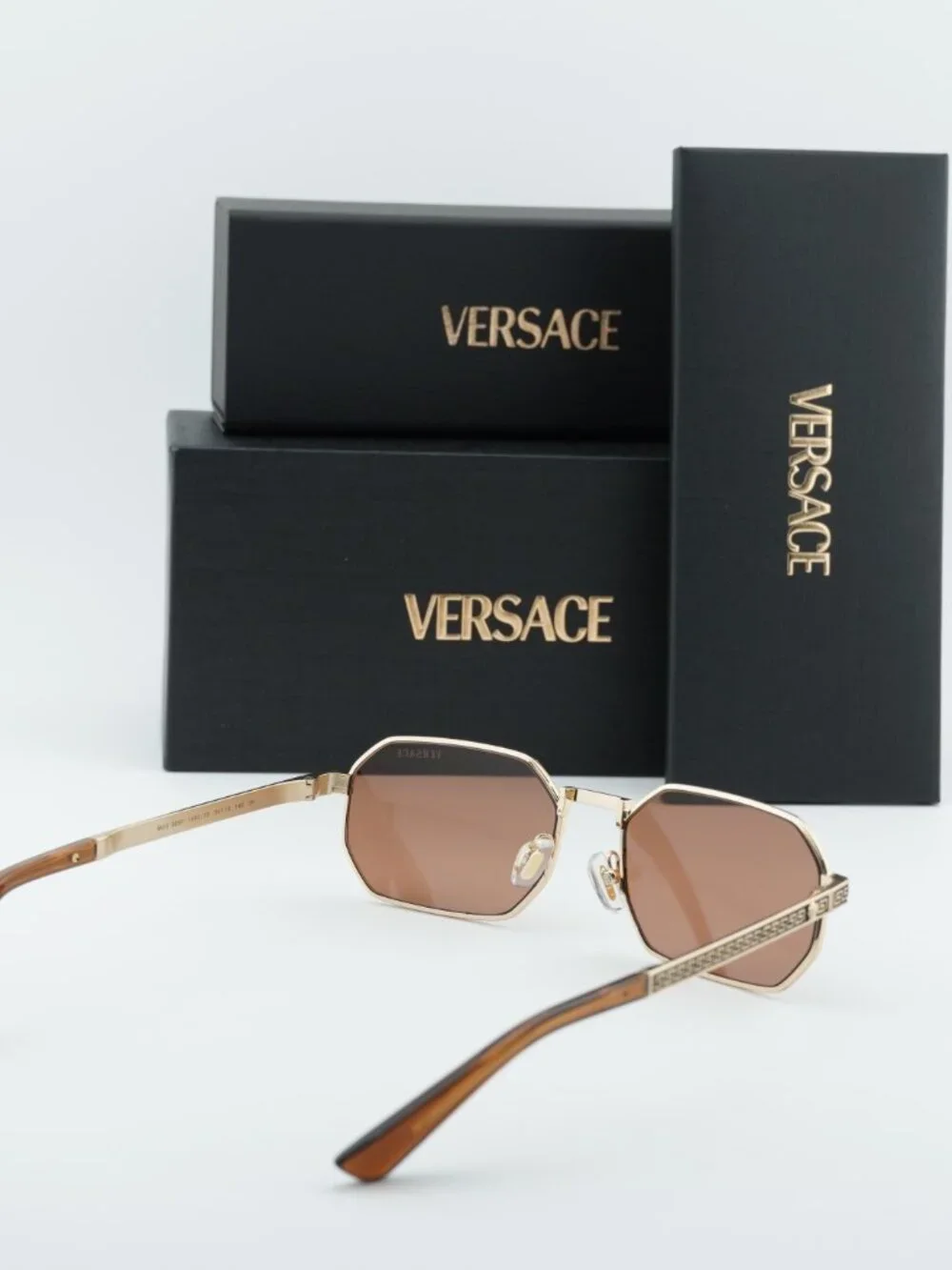 Versace VE2297 100273 Rectangle Sunglasses – Gold / Brown